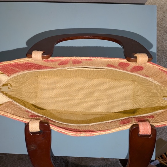 Ladies Woven Raffia Tropical Resort Straw Tote Bag - Blue Tropical - Picture 3 of 5